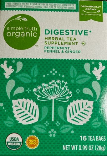 Herbal Tea Simple Truth Organic Digestive Supplement Peppermint, Fennel & Ginger