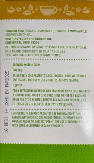 Herbal Tea Simple Truth Organic Chamomile with Lemon