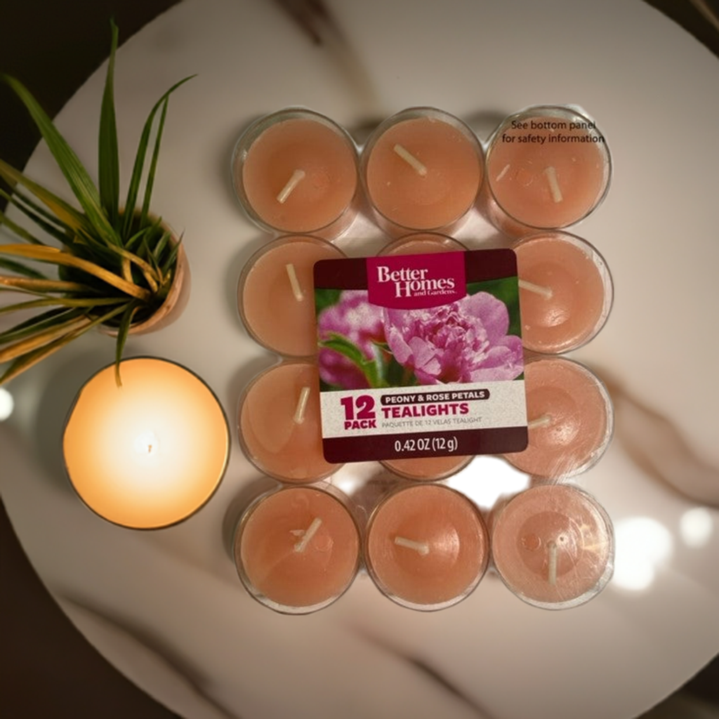 Tealight Candles Peony & Rose Petals