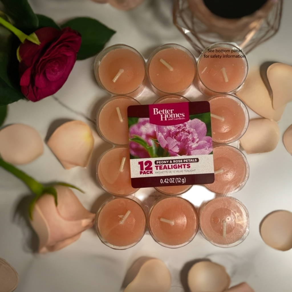Tealight Candles Peony & Rose Petals