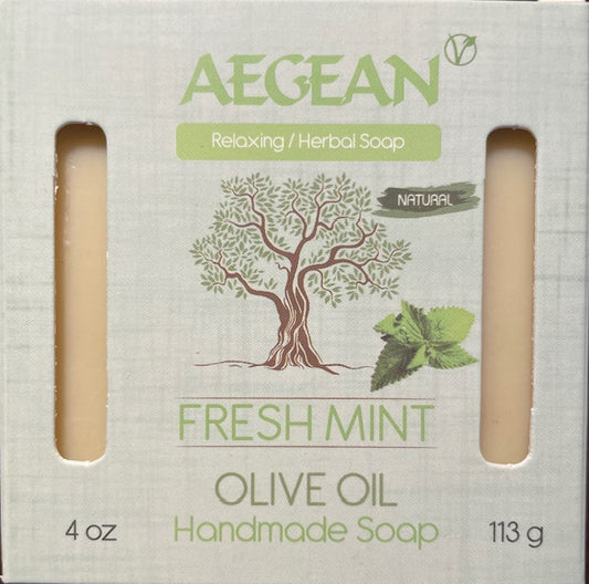 Aegean Handmade Fresh Mint Olive Oil Natural Bath Soap