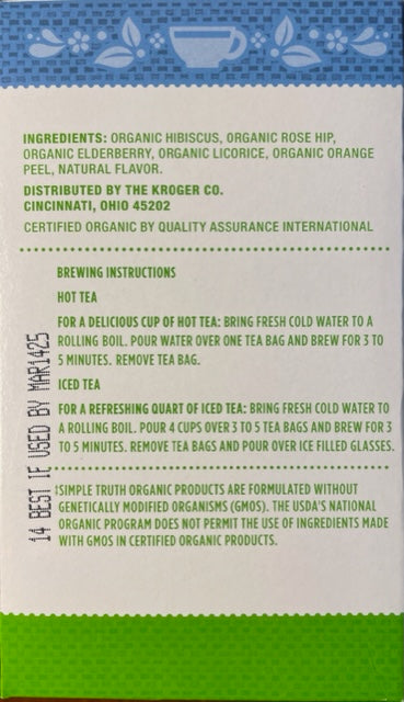 Herbal Tea Simple Truth Organic Elderberry