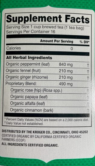 Herbal Tea Simple Truth Organic Digestive Supplement