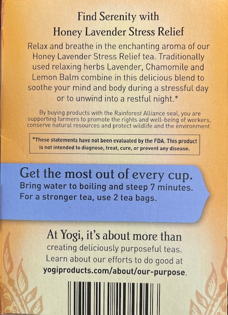 Herbal Tea Yogi Honey Lavender Stress Relief - Soothing Serenity Blend*
